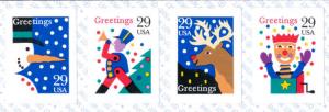 1993 29c Christmas Designs, Strip of 4 Scott 2799-2802 Mint F/VF NH 