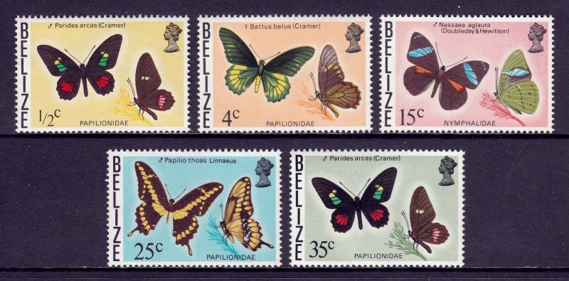 BELIZE — SCOTT 345a//355A — 1975-78 BUTTERFLY ISSUE WMK. 373  — MNH — SCV $30