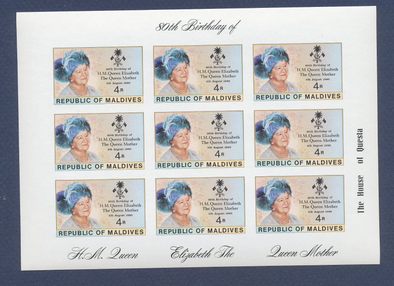 MALDIVES - Scott 874a - MNH S/S -  Queen Mother - 1980 --a