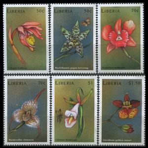 LIBERIA 1999 - Scott# 1443-8 Orchid Set of 6 NH no gum