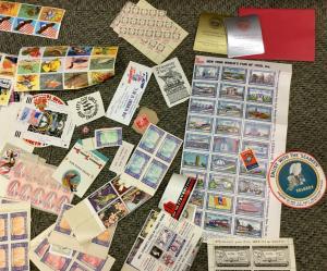 Hundreds of Patriotic Poster Stamps, Advertising labels  Foil, die cut, HUGE LOT