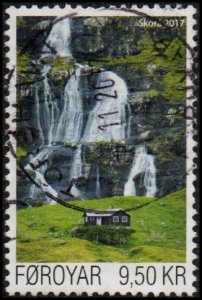 Faroe Is. 672 - Used - 9.50k House/Skora River Falls (S.O.N.) (2017) (cv $2.75)