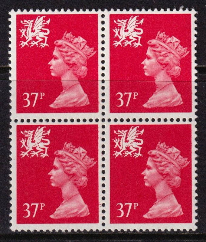 GB Wales QEII 37p Machin Definitive Mint MNH Block SG W68