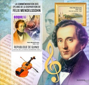 GUINEA - 2022 - Felix Mendelssohn - Perf Souv Sheet - Mint Never Hinged