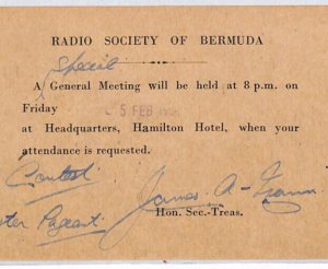 BERMUDA US NAVY KGVI Postal Stationery Card *RADIO SOCIETY* Hamilton 1954 PJ98