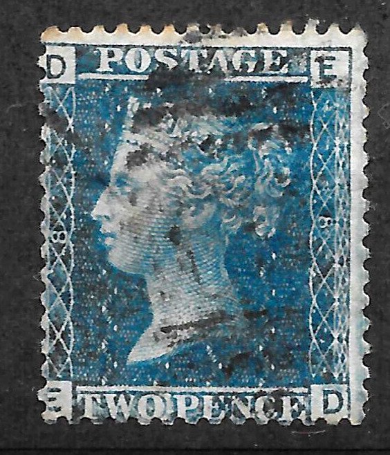 GB QV SG45, 2d BLUE, Plate 8, (ED) GOOD USED. Cat £45.