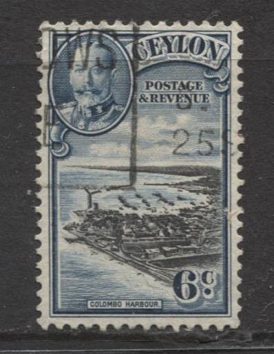 CEYLON -Scott 266- Definitive Scenes - 1935- FU - Single 6c Stamp