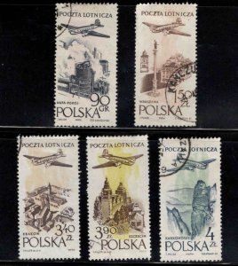 Poland Scott C41-C45 Used airmail stamps