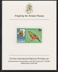 ZAIRE 1978 RIVER EXPEDITION  3k  imperf on FORMAT INTERNATIONAL PROOF CARD