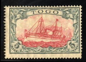 German Colonies, Togo #23 Cat$30, 1919 5m slate and carmine, hinged