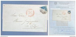 O) 1861 CHILE, SANTIAGO, BISECT - BISECTO, CHRISTOPHER COLUMBUS 10c blue, MARK