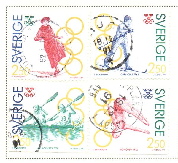 Sweden Sc 1894-7 1991 Olympic Champions stamps used