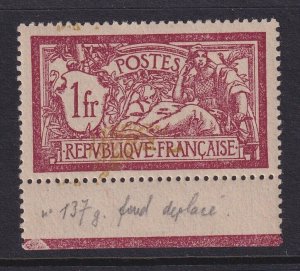 France, Scott 125 var (Yvert 121b), MNH, DISPLACED center var, signed Brun