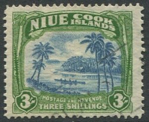 Niue 1944 SG97 3/- Native Canoe #1 FU