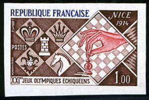 France, 1950-Present #1413 (YT 1800) Cat€155, 1974 21st Chess Olympiad, imp...