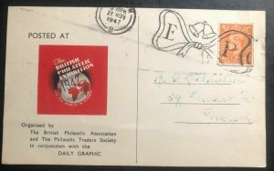 1947 England first day Postcard cover FDC British Philatelic Exhibition