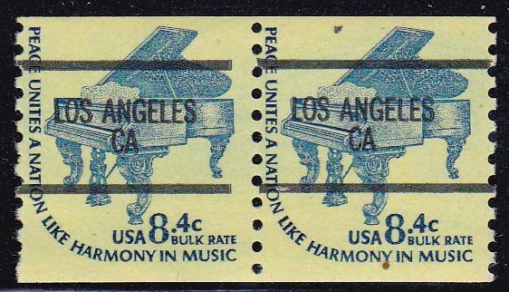 Precancel - Los Angeles, CA PSS 1615C-87 Coil Gap Pair - MNH