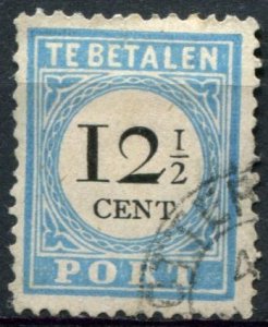 Netherlands Sc#J8 Used, 12½c pl bl & blk; TIII, Postage due - 1881-1887 - B ...