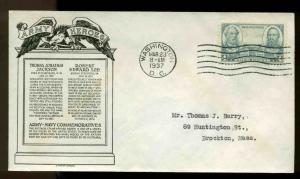 788 4c ARMY FDC WASHINGTON, DC PLANTY #P6 C. S. ANDERSON CACHET