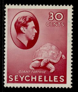 SEYCHELLES GVI SG142, 30c carmine, M MINT. Cat £50. CHALKY 