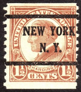 1925, US 1 1/2c, Harding, Used, New York precancel, Sc 598