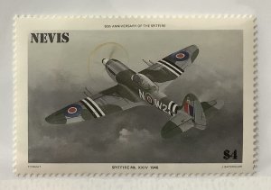 Nevis 1986 Scott 463 MH - $4, Plane, Spitfire Mk XXIV, 1948