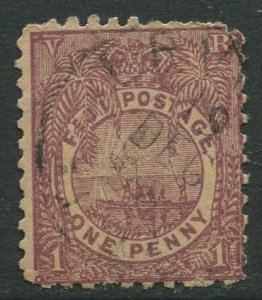 STAMP STATION PERTH Fiji #55 Fijian Canoe Issue 1896 - Used CV$1.10