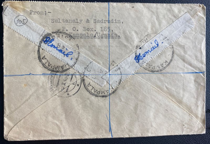 1948 Kampala Uganda British KUT Advertising  Cover To Skalice Czechoslovakia