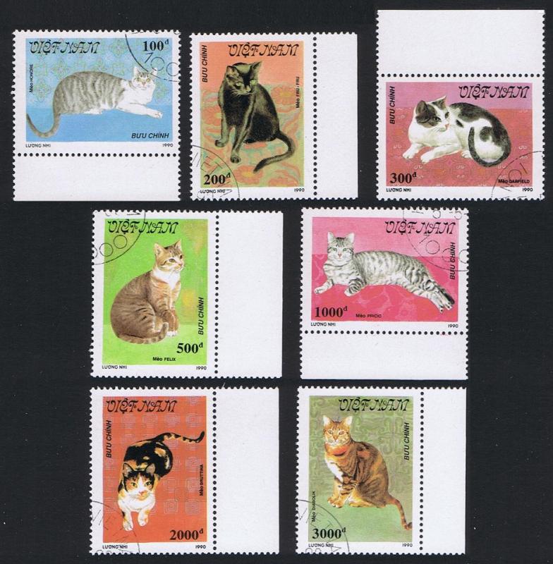 Vietnam Cats 7v CTO with margins SG#1438-1444 SC#2090-2096