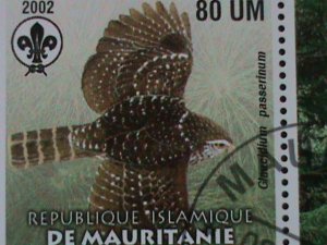 ​MAURITANIA-2003 BEAUTIFUL LOVELY OWLS WITH SCOUT LOCO-SHEET VF-FANCY CANCEL