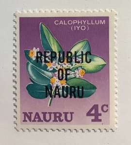 Nauru 1968  Scott 75 MNH - 4c, Local flowering plant, Calophyllum (Iyo), ovpt