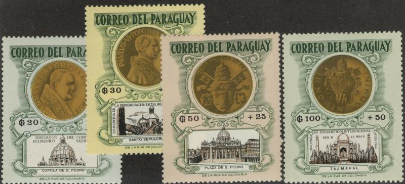 PARAGUAY MLH Scott # B16-B19 Popes John XXII & Paul VI (4 Stamps)