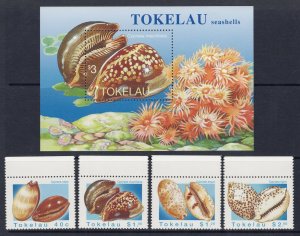 TOKELAU Sc# 232 - 236 MNH FVF Set of 4 + SS Marine Life Sea Shells