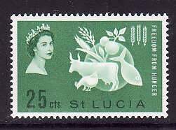 St.Lucia 1963 Sc#179 FAO FREEDOM FROM HUNGER-FAUNA-FOOD Single MNH