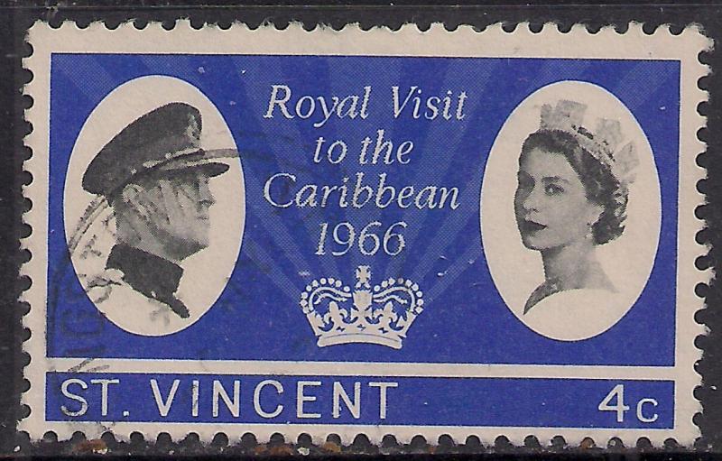 St Vincent 1966 QE2 4ct Royal Visit  SG 250 ( L110 )