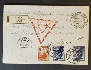 1933 Graz Austria to Italy LZ 127 Graf Zeppelin Chicago Flight Registered Cover