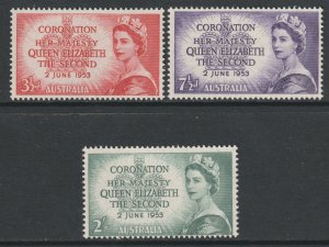 Australia Scott 259/261 - SG264/266, 1953 Coronation Set MH*