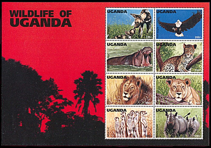 Uganda 1394, MNH, Wildlife of Uganda miniature sheet