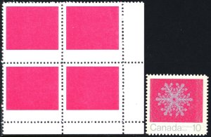 556, Var, MNH 10¢ Silver Color Omitted Block of Four With Normal (proof)