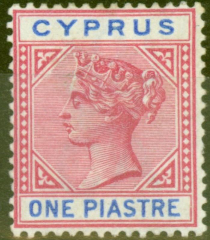 Cyprus 1896 1pi Carmine & Blue SG42 Fine Mtd Mint 