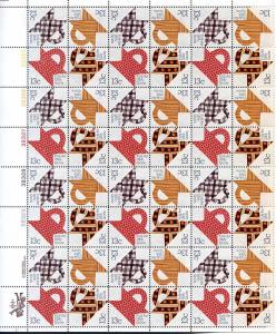 U.S. 1978 #1745-1748, Quilts pane of 48  --  below face