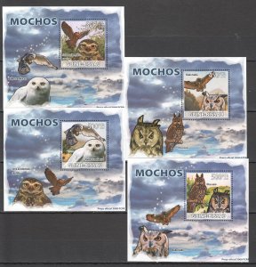 B1357 2008 Guinea-Bissau Birds Owls Mochos 4 Lux Bl Mnh