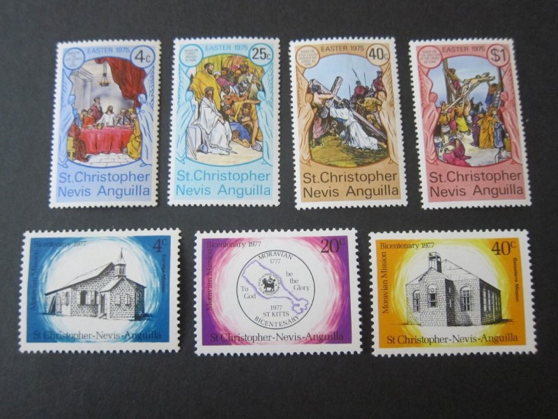 St. Kitts and Nevis 1975 Sc 296-99,339-41 Christmas Religion set MNH