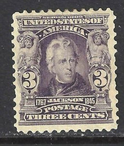 #302 US 3 CENT PURPLE JACKSON-MINT-HGD -FINE-VF