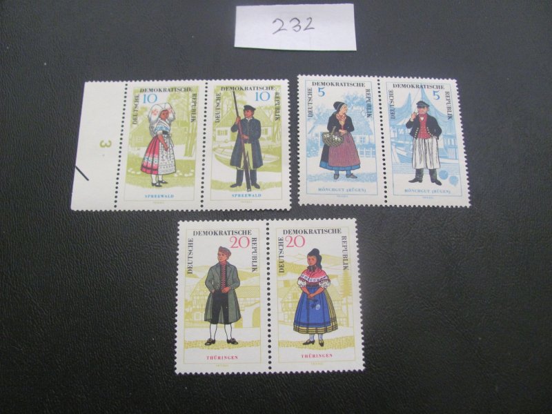 GERMANY DDR MNH 1964 SC 740a-744a PAIRS XF  (232)