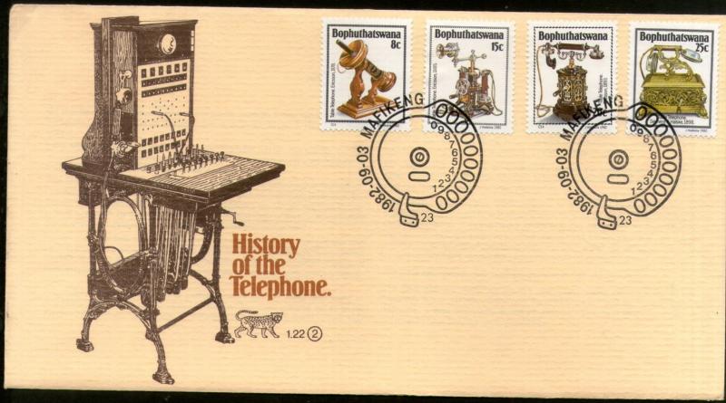 Bophuthatswana 1982 History of Telephones Science Telecom Sc 92-95 FDC # 16084