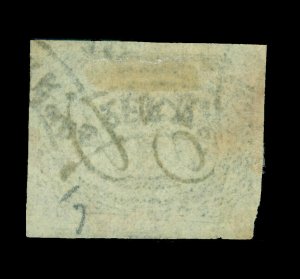 BRAZIL 1844 INCLINADOS  60r black Sc# 9 used XF - PERNAMBUCO shield shape cancel