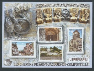 France 2015 Pilgrimage to the tomb of St James  block MNH