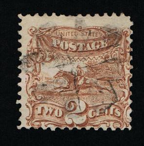 AFFORDABLE GENUINE SCOTT #113 POSTALLY USED 1869 PICTORIAL BROWN CLEAR G-GRILL