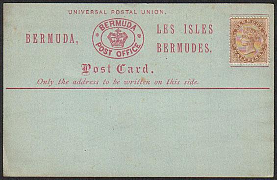 BERMUDA QV ½d on formular postcard - fine unused